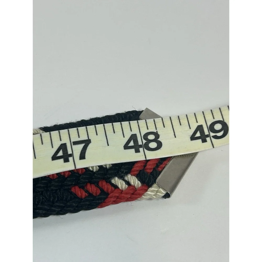 Vintage Western Corded Belt Red Black White Woven Stretch Rope Belt 48